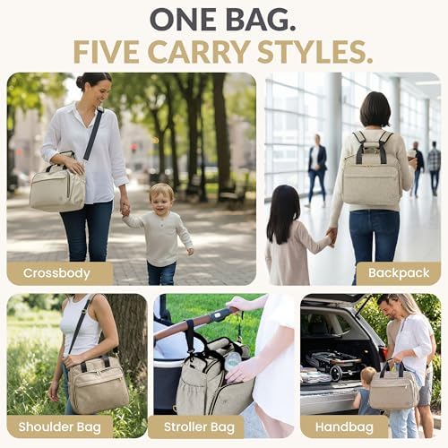 Mellories diaper bag displayed in backpack mode for travel.