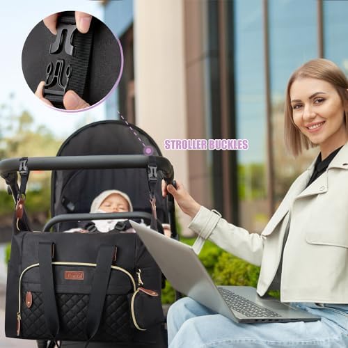 Tuwubi baby bag displayed with shoulder strap and hardware