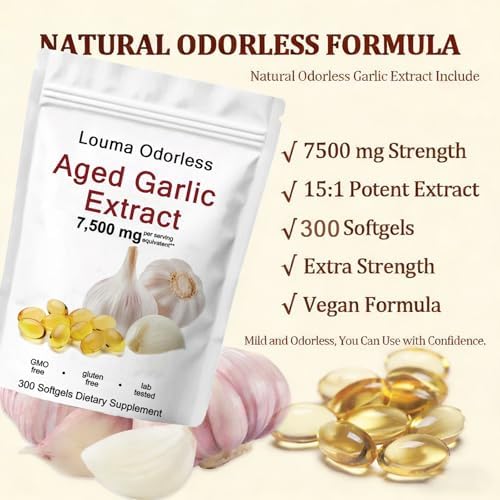 Odorless organic garlic softgels by Louma for immune and antioxidant wellness defense