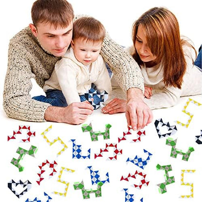 Assorted sensory fidget blocks showing the compact pocket size suitable for travel games