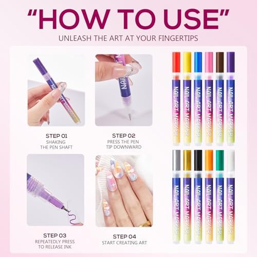 Professional nail art manicure created using LuWomenre markers