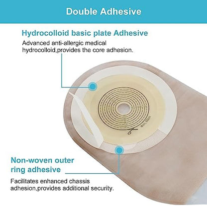 Konweda one piece drainable pouch highlighting the secure hook and loop closure system at the bottom
