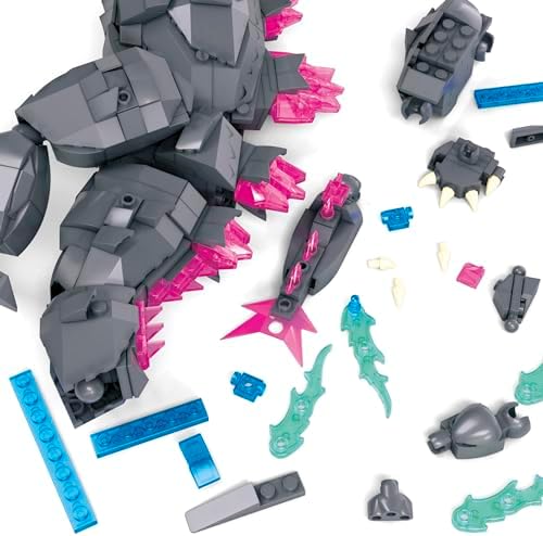 Mega Brands Godzilla toy deploying the blue Heat Ray breath accessory element.