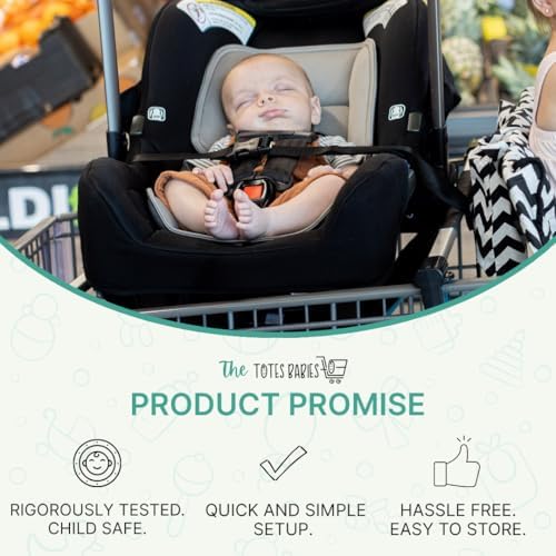Close up view of the Totes Babies hammock carrier adjustable heavy duty buckle strap securing a baby seat.