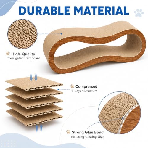 Packaging layout of the Simple Deluxe two piece large scratcher board highlighting its recyclable and eco friendly construction.