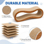 Packaging layout of the Simple Deluxe two piece large scratcher board highlighting its recyclable and eco friendly construction.