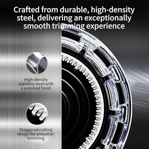 Professional circular male hair clipper set showing all accessories