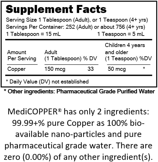 Authentic imported MediCOPPER liquid mineral supplement one gallon bulk size