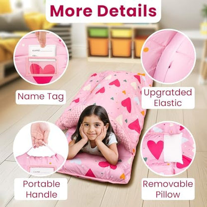 Beavtaens extra large preschool sleeping bag built in name tag close up