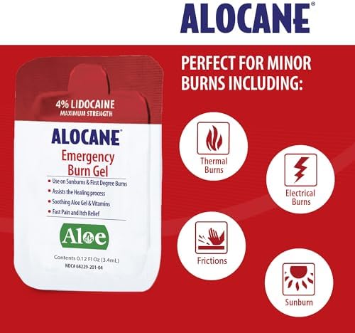 Authentic USA imported Alocane burn gel packets for professional heat related work.
