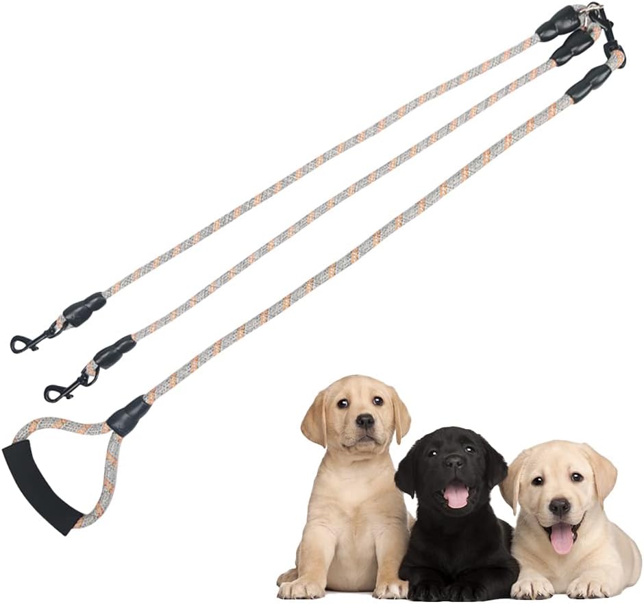 Full packaging view of the authentic USA imported QINKOUDIH pink multi dog walking system.
