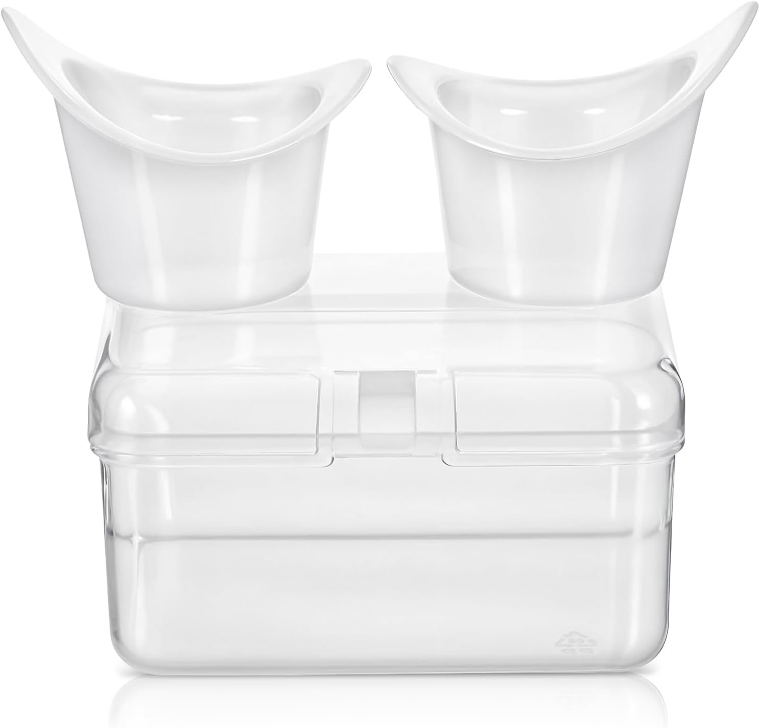 Gjinxi Eye Wash Cups front view of two white silicone rinse cups.