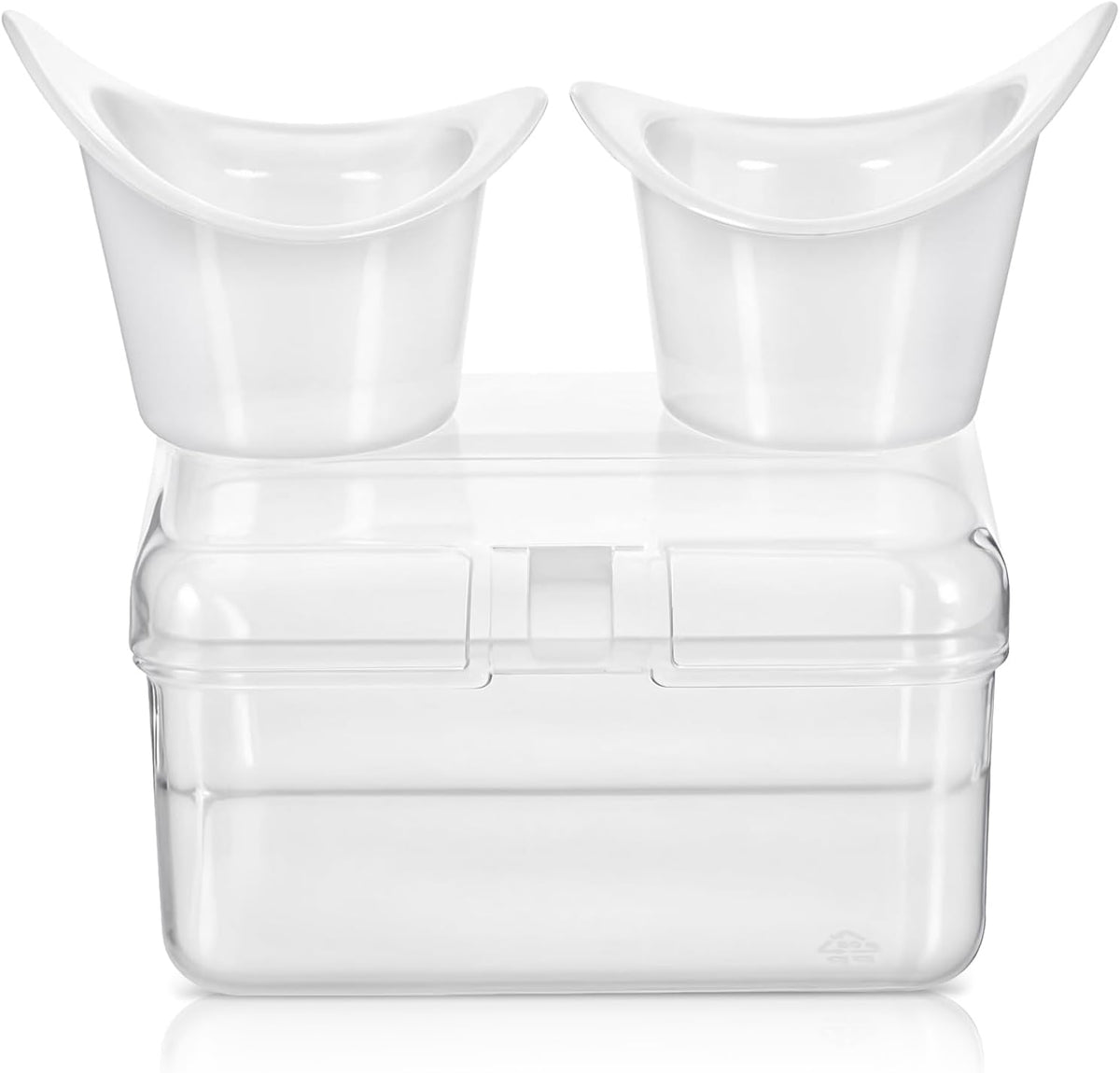 Gjinxi Eye Wash Cups front view of two white silicone rinse cups.