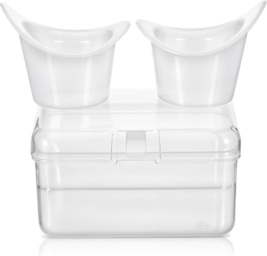 Gjinxi Eye Wash Cups front view of two white silicone rinse cups.