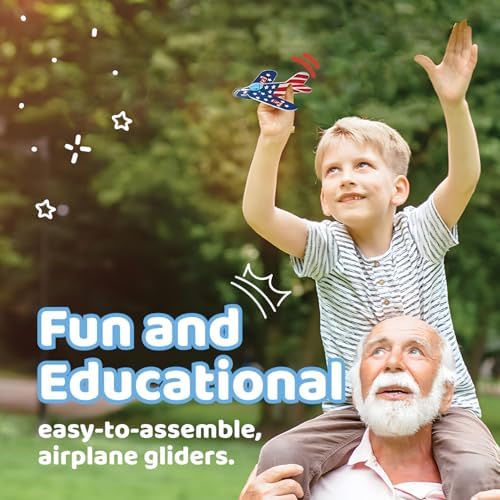 Assembled Neliblu foam airplane gliders showing colorful historical aviation patterns.