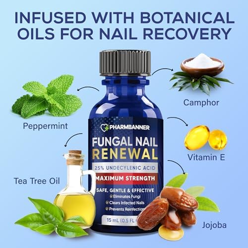 Pharmbanner toenail and fingernail fungus renewal treatment package displaying the complete kit contents including the nail file.