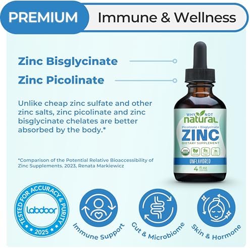Why Not Natural vegan zinc and magnesium pills bisglycinate drops for skin health and wellness