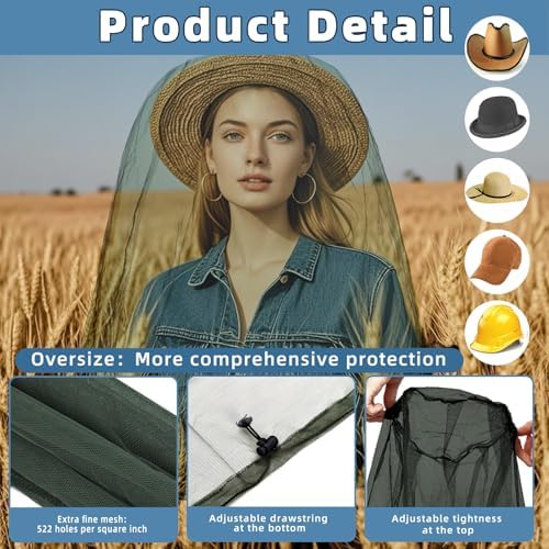 Adjustable drawstring detail on JayruiMice bug net for secure fit