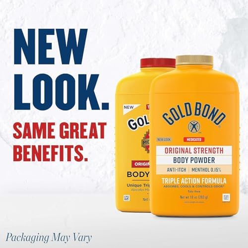 Gold Bond Original Strength cooling anti-itch medicated body powder close-up view.