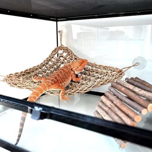 Pack of two triangle seagrass hammocks for lizard habitat decor