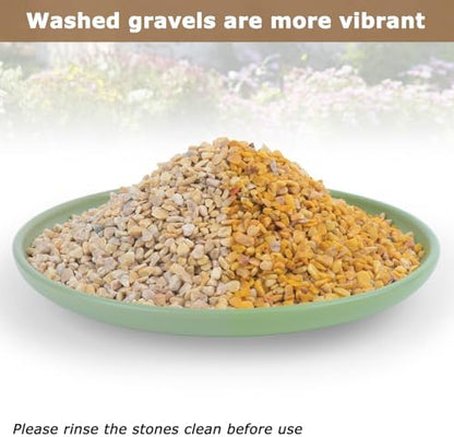 Natural pea gravel stones poured into a decorative glass vase
