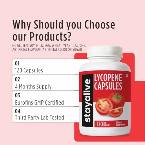 STAY ALIVE Lycopene 60mg 4 months supply premium supplement bottle placement.