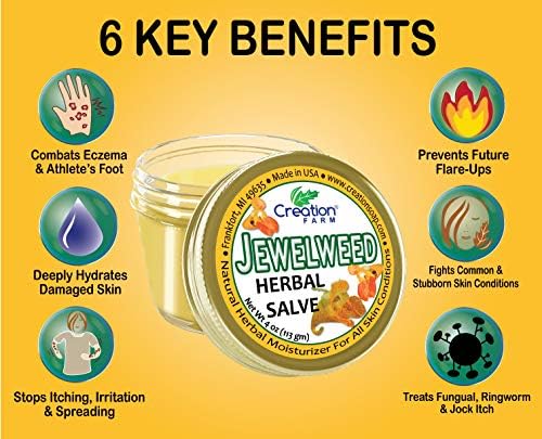 Creation Pharm Jewelweed Balm back packaging details with instructions for tattoo aftercare