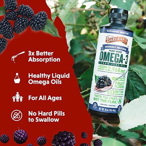 Barlean's 16 fluid ounces flaxseed oil bottle side profile