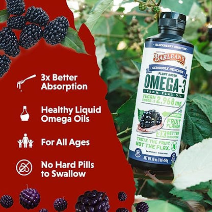 Creamy texture of Barlean's Seriously Delicious omega 3 liquid