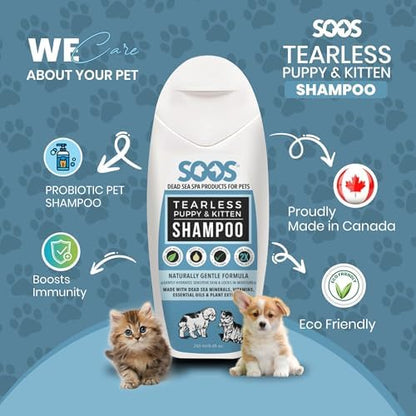 Cute kitten being bathed with Soos tear-less puppy and kitten shampoo