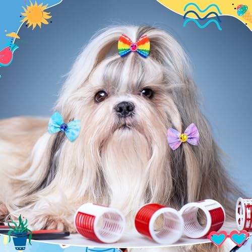 Variety of Tondiamo rhinestone grooming bows for small girl dogs