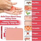 Calamine soap for itching and insect bites packaging detailing natural ingredients