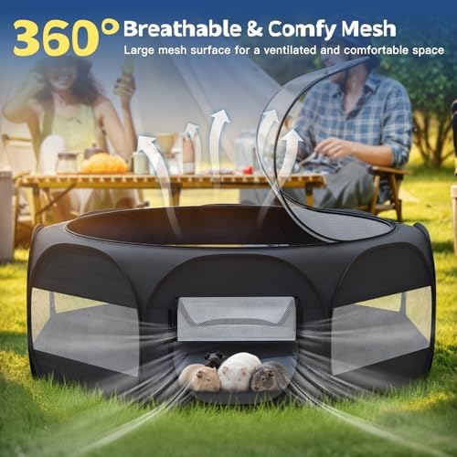 VavoPaw Small Animal Playpen, Chicken Brooder Box with Cover Top, Portable Outdoor Exercise Pet Cage Tent, Waterproof Breathable Pet playpen Indoor for Chick Ktiien Bunny Hamster Guinea Pig, Black - Image 4