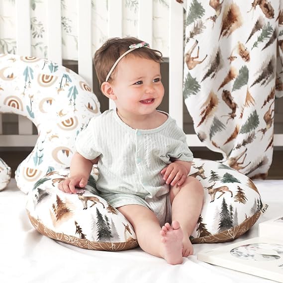 Klwjfk Baby Feeding Pillow showing ergonomic support shape and removable cotton cover
