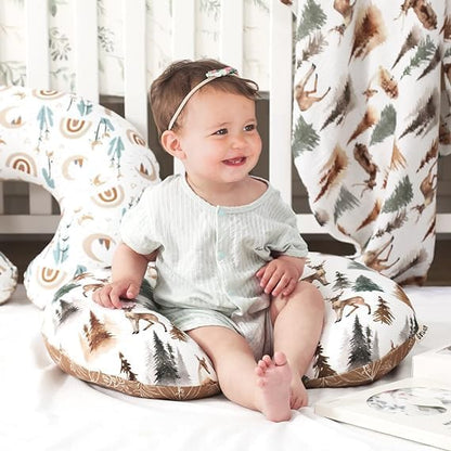 Klwjfk Baby Feeding Pillow showing ergonomic support shape and removable cotton cover