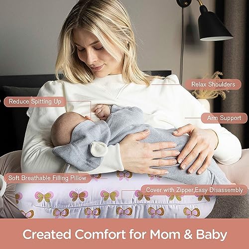 Side view of Little Grape Land feeding cushion for infants