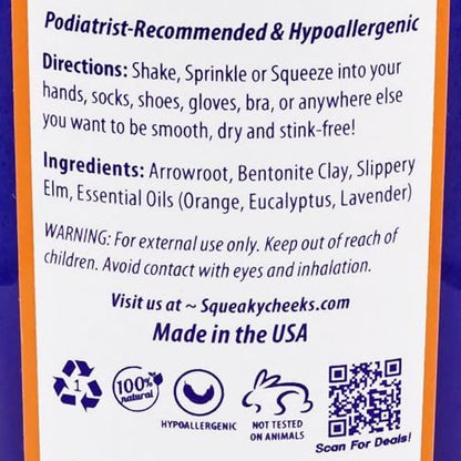 Talc-free medicated foot powder for sensitive skin and itch relief application.