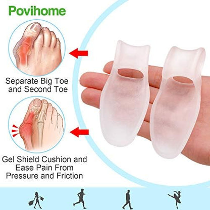 Silicone toe separators for big toe alignment and hallux valgus relief