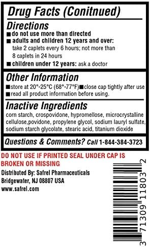 Safrel - Extra Strength Headache Relief Acetaminophen with Aspirin (NSAID) & Caffeine (300 Caplets) Value Pack | Head Pain Relief, Muscle Aches, Back Pain & Body | Generic Excedrin Extra Strength - Image 5