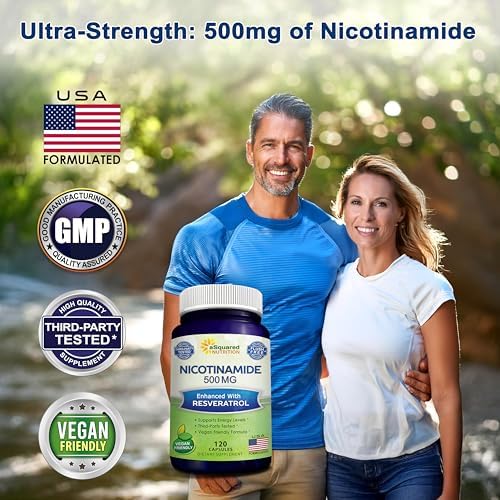 Top cap and packaging details of Asquared Nutrition Nicotinamide