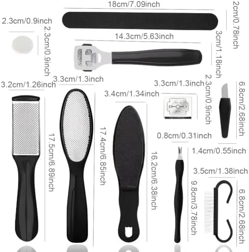Tarandus professional foot care kit components including cleaning brush and scraper.