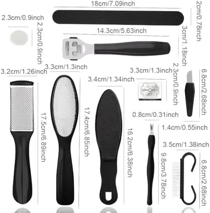 Tarandus professional foot care kit components including cleaning brush and scraper.