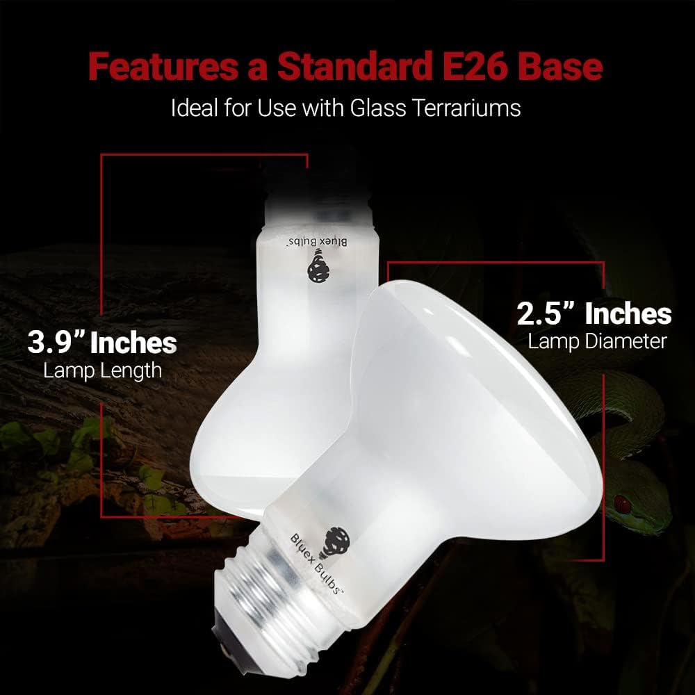 Four pack of premium 50W broad spectrum daylight heat lamp bulbs for terrariums