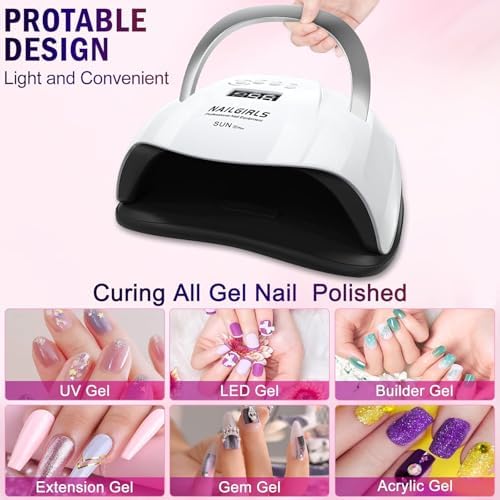 Side profile of Nailgirls nail lamp with portable handle