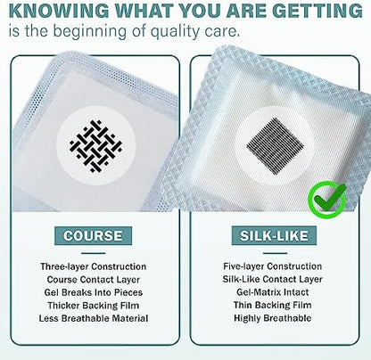 Everlit high drainage sterile pad dimensions displaying 4 inches by 8 inches measurement details