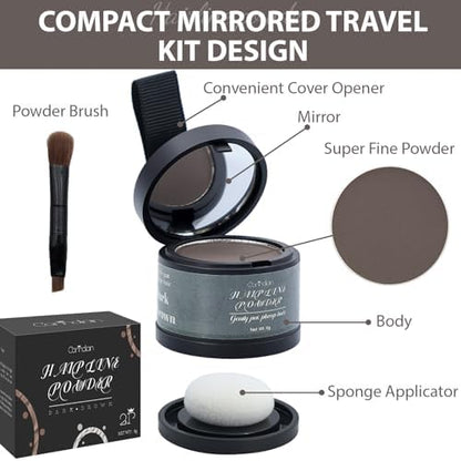 Demonstration of Comdian powder for thinning hair coverage