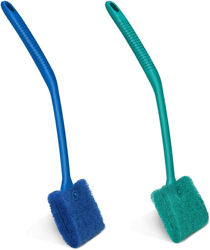 DaToo fish tank cleaning tools front view showing blue and green handles.