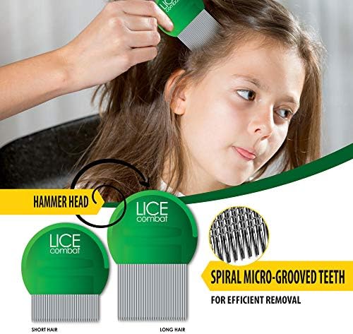 Specialized hammerhead nit combs for thick and thin hair included in the kit.