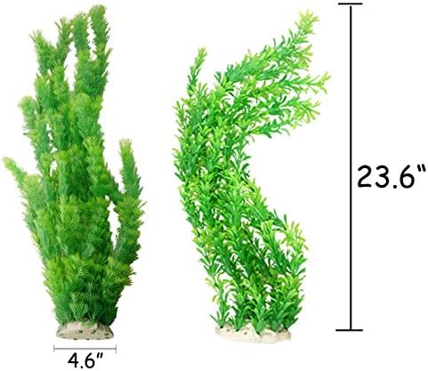 Two pack of twenty three inch tall green plastic ornaments for deep aquariums.