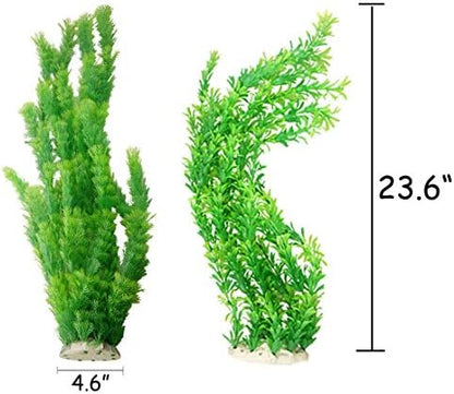 Two pack of twenty three inch tall green plastic ornaments for deep aquariums.